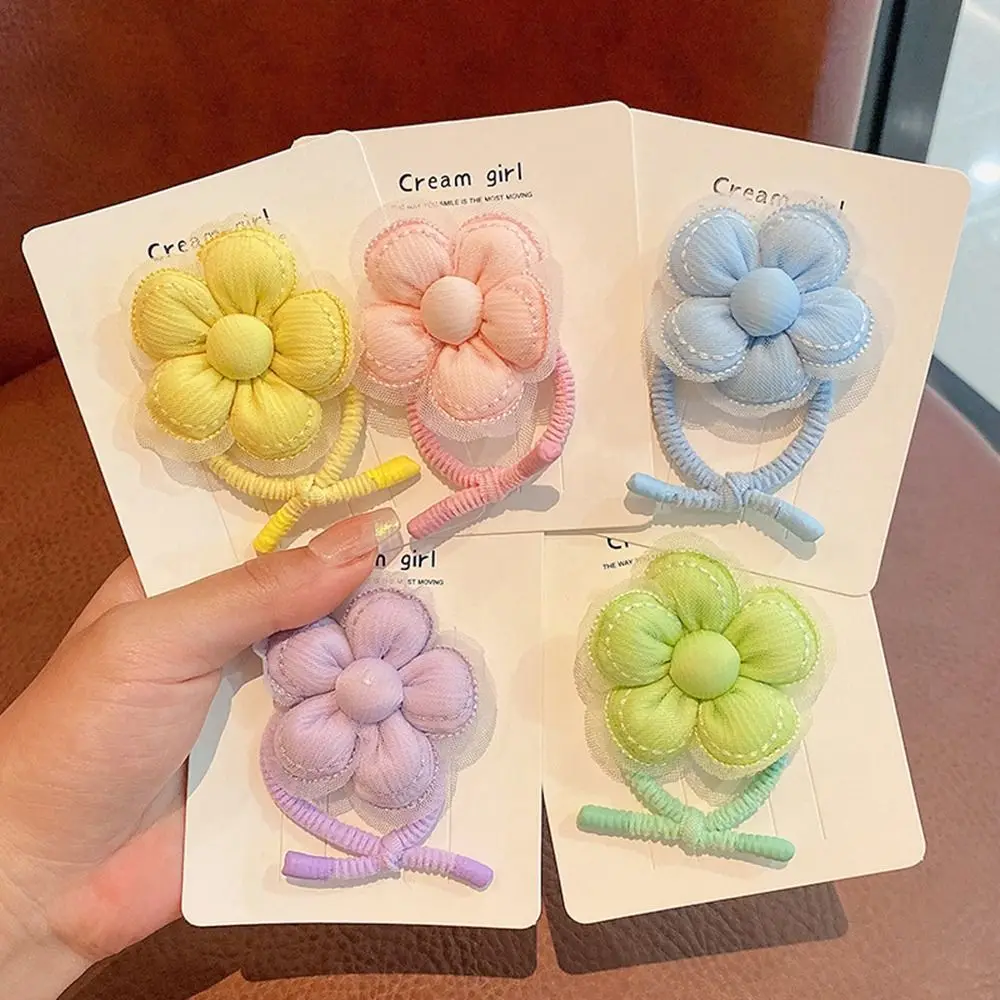 

Sweet Colorful Flower Cute Bow Knot Scrunchies Hair Rope Girls Kids Elastic Ponytail Holders Hair Bands Hair Accessories