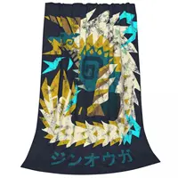 Monster Hunter World Iceborne Zinogre Kanji Blanket Fleece Super Soft Sofa Throw Blankets For Home Travel Throws Bedspread Quilt 2