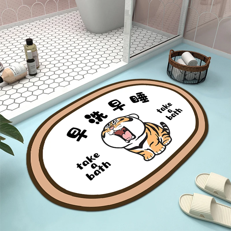 

New Super Absorbent Bath Mat Quick Drying Bathroom Rug Non-slip Entrance Doormat Skin Floor Mats Toilet Carpet Home Decor