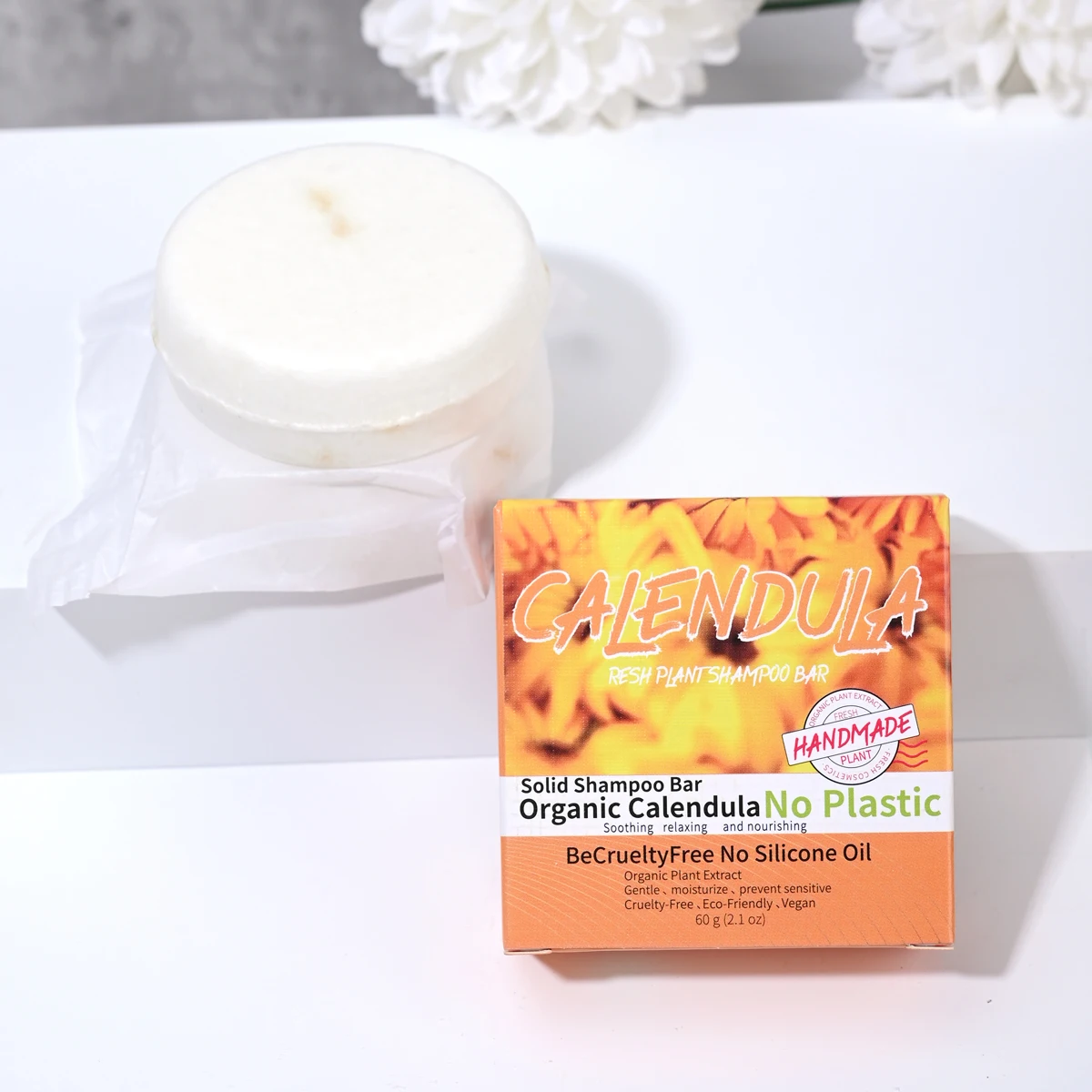 Calendula flower and plant essential oil shampoo soap handmade soap with rich aroma, oil control and moisturizing hair 5