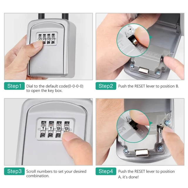 Zinc Alloy Hook Key Box 4 Digit Combination Password Safe Weatherproof Key Safe Security Storage Box 5