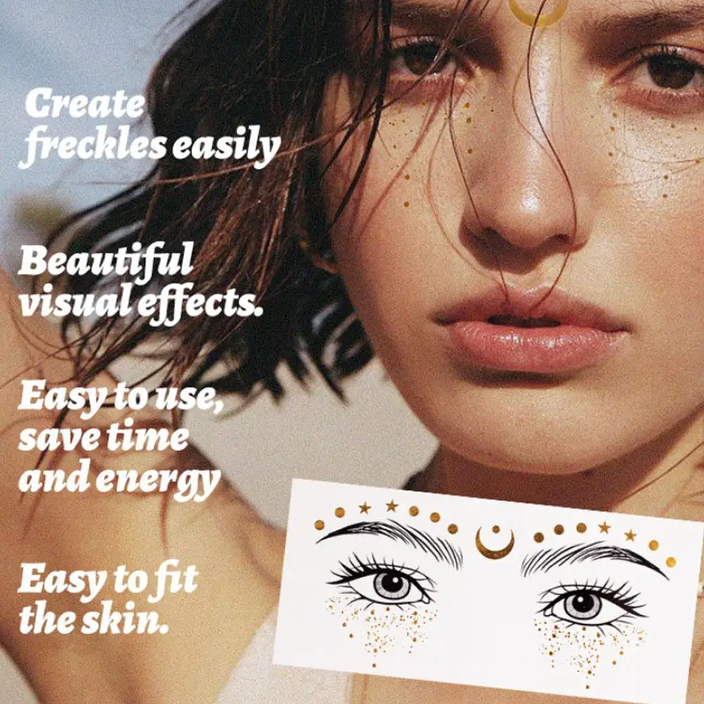 Freckles Makeup Patches-Face Temporary Tattoos Freckles- Beauty Face Makeup-Gold Fake Freckles Tattoo- Waterproof