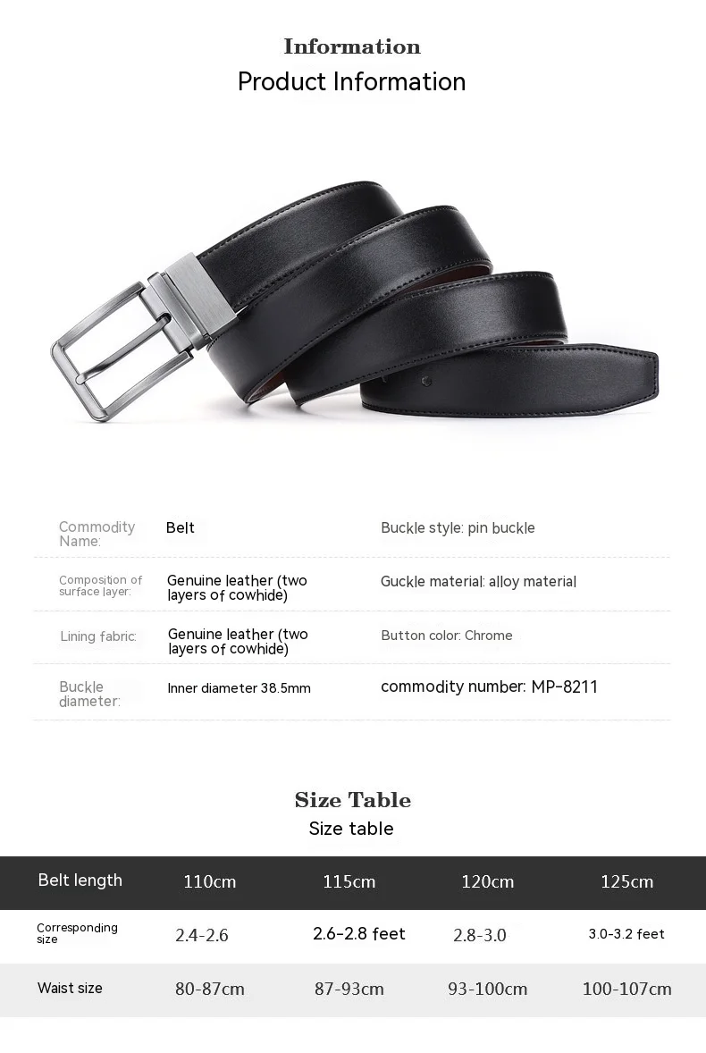 Men's Leather Belt For Business And Casual Wear Versatile Style_voghion.com