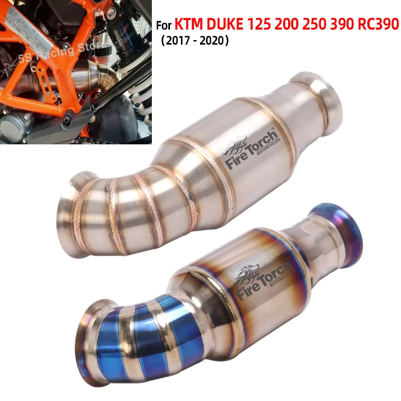 Per Ktm Duke390 250 200 125 390 Rc390 2017 - 2020 Scarico Moto Fuga Moto Stock Scarico Tubo Di Collegamento Centrale Lega Di Titanio