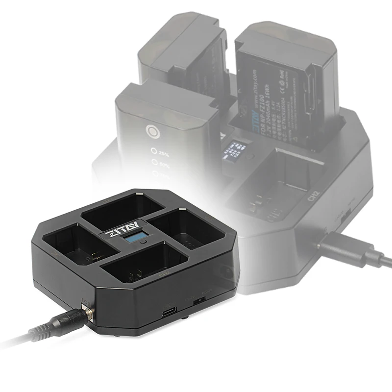 4-Ch 4-Bay Channel Smart Qc Pd Usb-C Adattatore Usb Tipo C Dc Caricabatterie Rapido Fr Np-Fz100 Batteria Fotocamera A7S3 A7M4 A74 Ilce-7 Iv Alpha