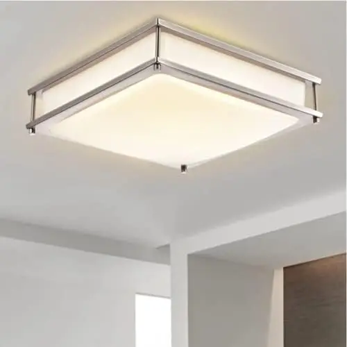 

12-Inch LED Ceiling Light Fixture, Sliver Ceiling Flush Mount Square Kitchen Light, Dimmable Damp Location Lamps for Bathroom, K