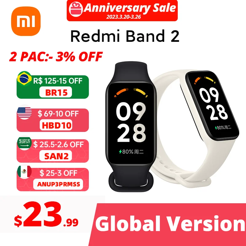  Global Version Xiaomi Redmi Band 2 1.47" Screen Miband Blood Oxygen 9.99mm body Fitness Tracker Bluetooth Waterproof Smart Band2 
