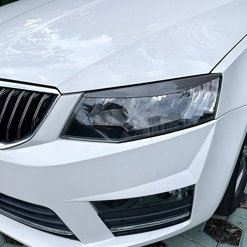 Car Front Headlight Cover Head Light Lamp Eyelid Eyebrow Trim ABS For Skoda Octavia MK3 2015-