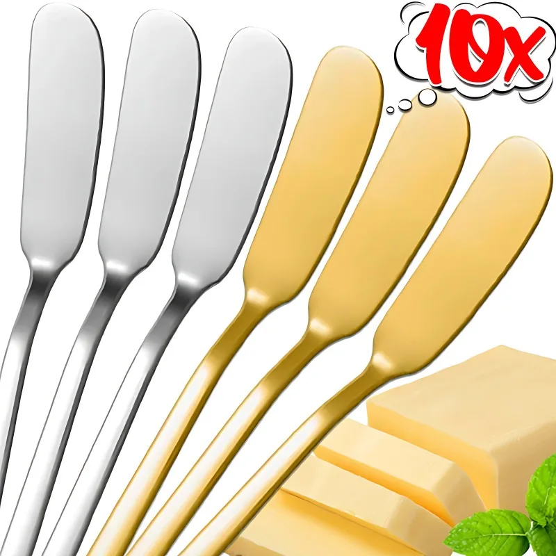 1/10PCS Stainless Steel Butter Knife Long Handle Cheese Bread Jam Cutter Multifunctional Western Food Tableware Kitchen Gadgets