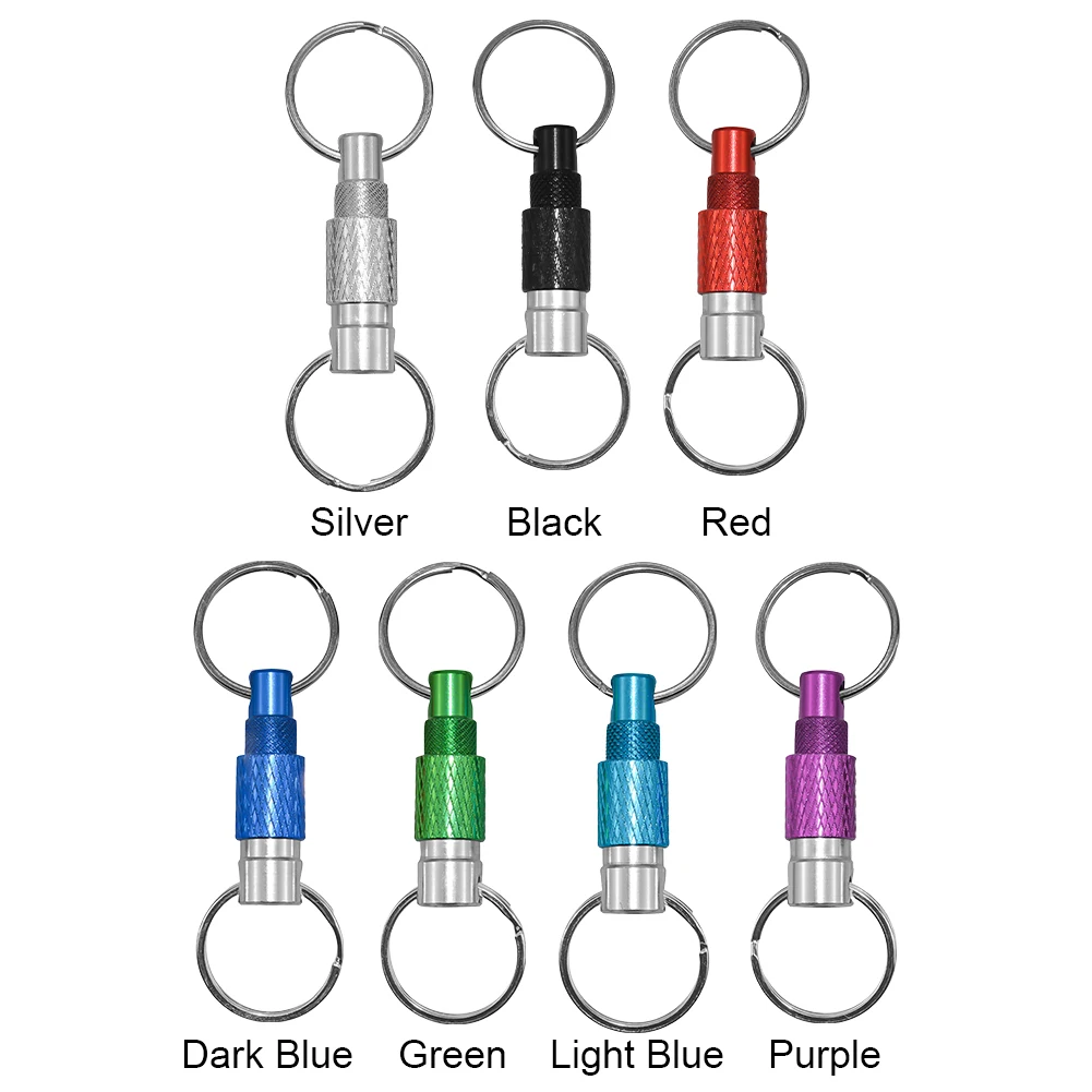 Aluminum Alloy Car Fob Key Chain with 2 Key Rings Detachable Pull Apart Dual Split Keychains EDC Outdoor Tool for Men and Women