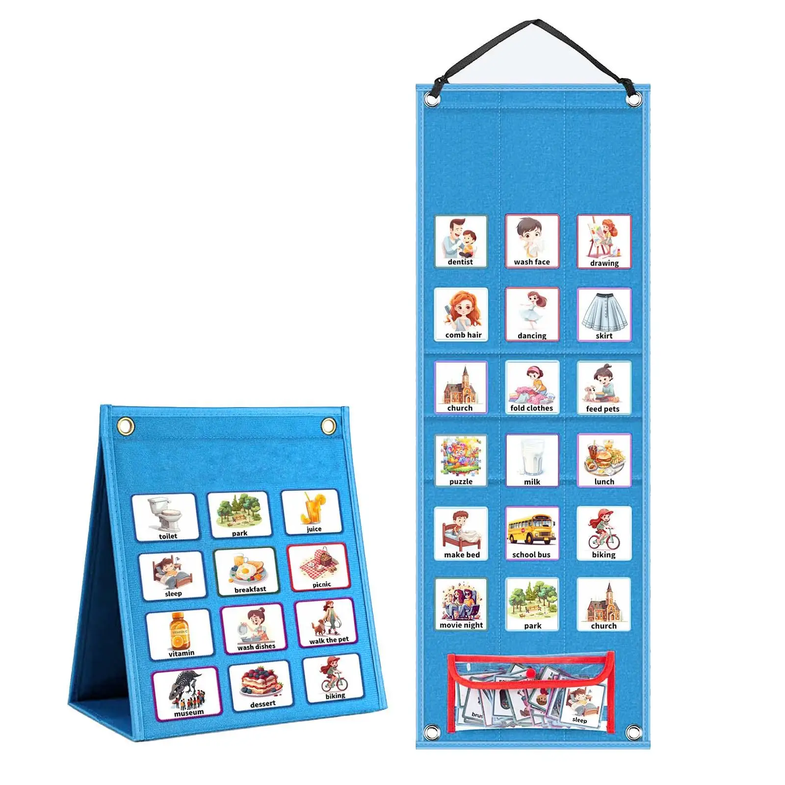 Kids Visual Schedule with 96 Cards Wall Planners for Classroom Activity Tools Daily Chores Chart Routine Chart Wall Planners