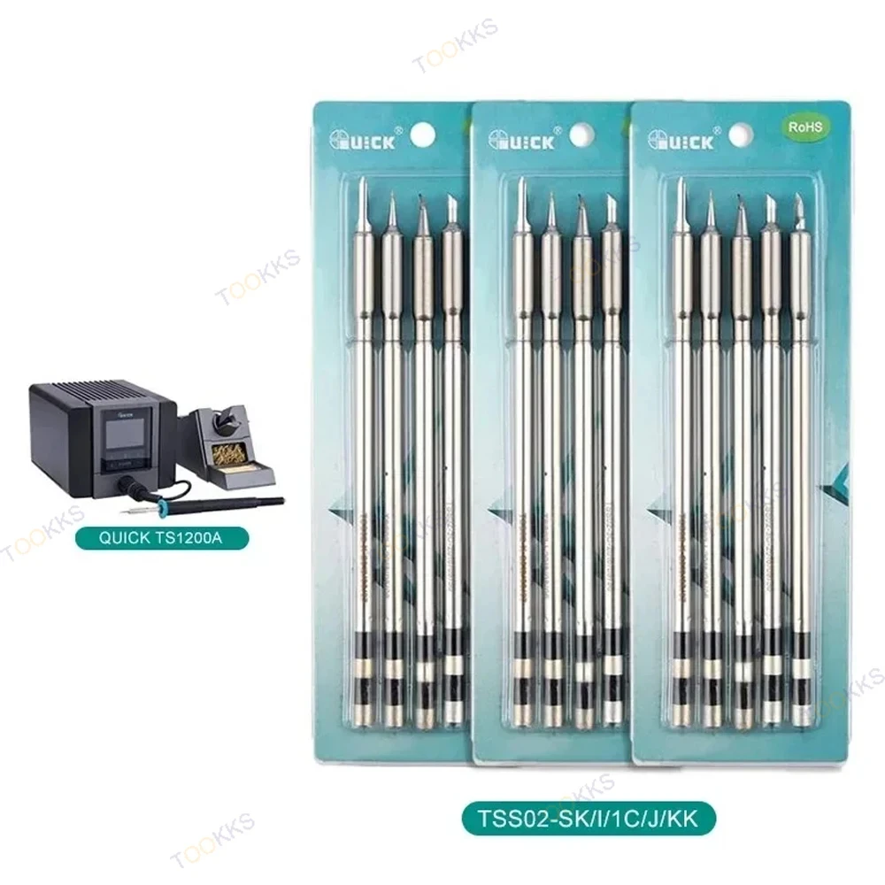 기존 QUICK TS1200A 팁 TSS02-I TSS02-SK TSS02-J TSS02 T12 iPhone iPad 보드 수리 도구 용 납땜 인두 무연 팁