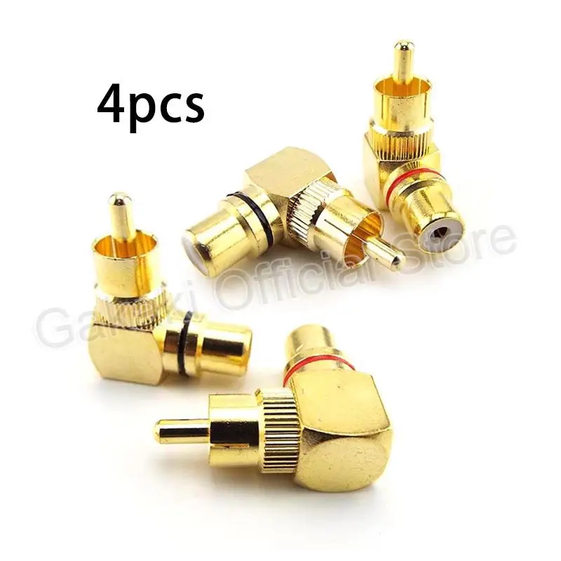 4pcs RCA Right Angle Male To Female Connector 90 Degree Plug Adapters L type F to M Audio Connectors Brass Gold Plated