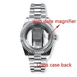 NEITON Luxury Watch Case with Sapphire Crystal & Presidential Bracelet - 100m Waterproof for 36mm CASE NH35 NH36 (Glass 2)