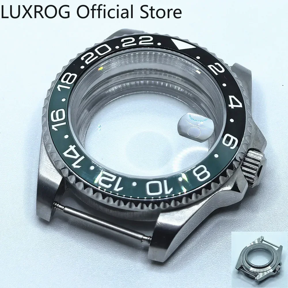 Stainless Steel 40MM Black Blue Ceramic Insert Watch Case