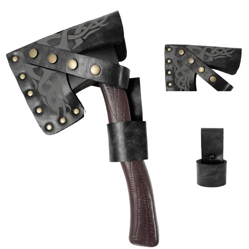 WENAM Medieval Viking Knight Sword Sheath Axe Blade Case Axe Sheath Holder With Waist Holster Scabbard Larp Cosplay Props