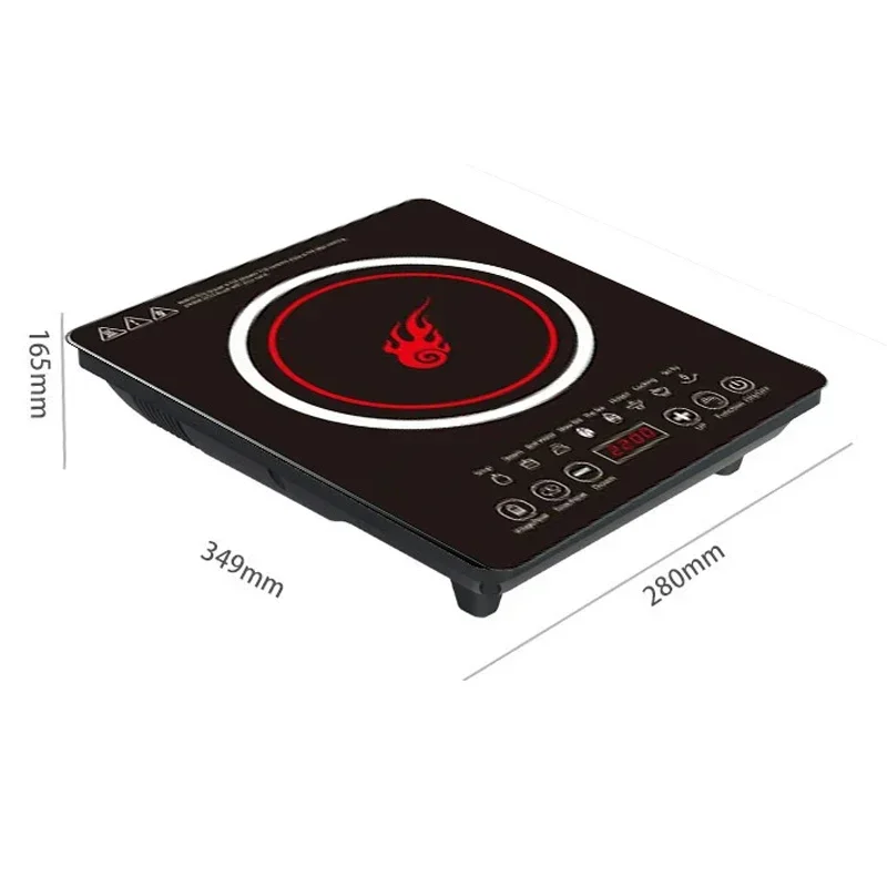 Desktop 2200W Induction Cooker 220V Black Microcrystalline Panel Induction Cooker Household Hot Pot Electric Heater