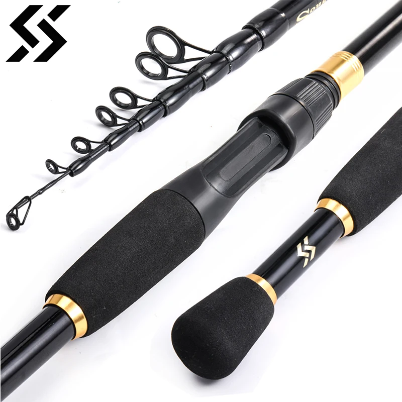 Canne télescopique Sougayilang ultra légère 1.8-2.4m pour pêche au leurre 10-30g carbone