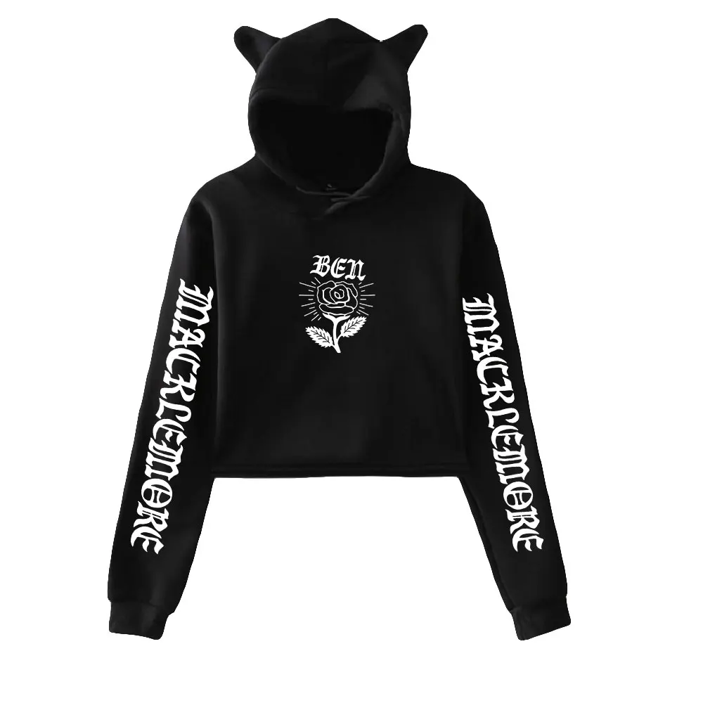 

Macklemore Merch The Ben Tour пуловер с кошачьими ушками толстовки с длинным рукавом женский короткий топ Женская одежда
