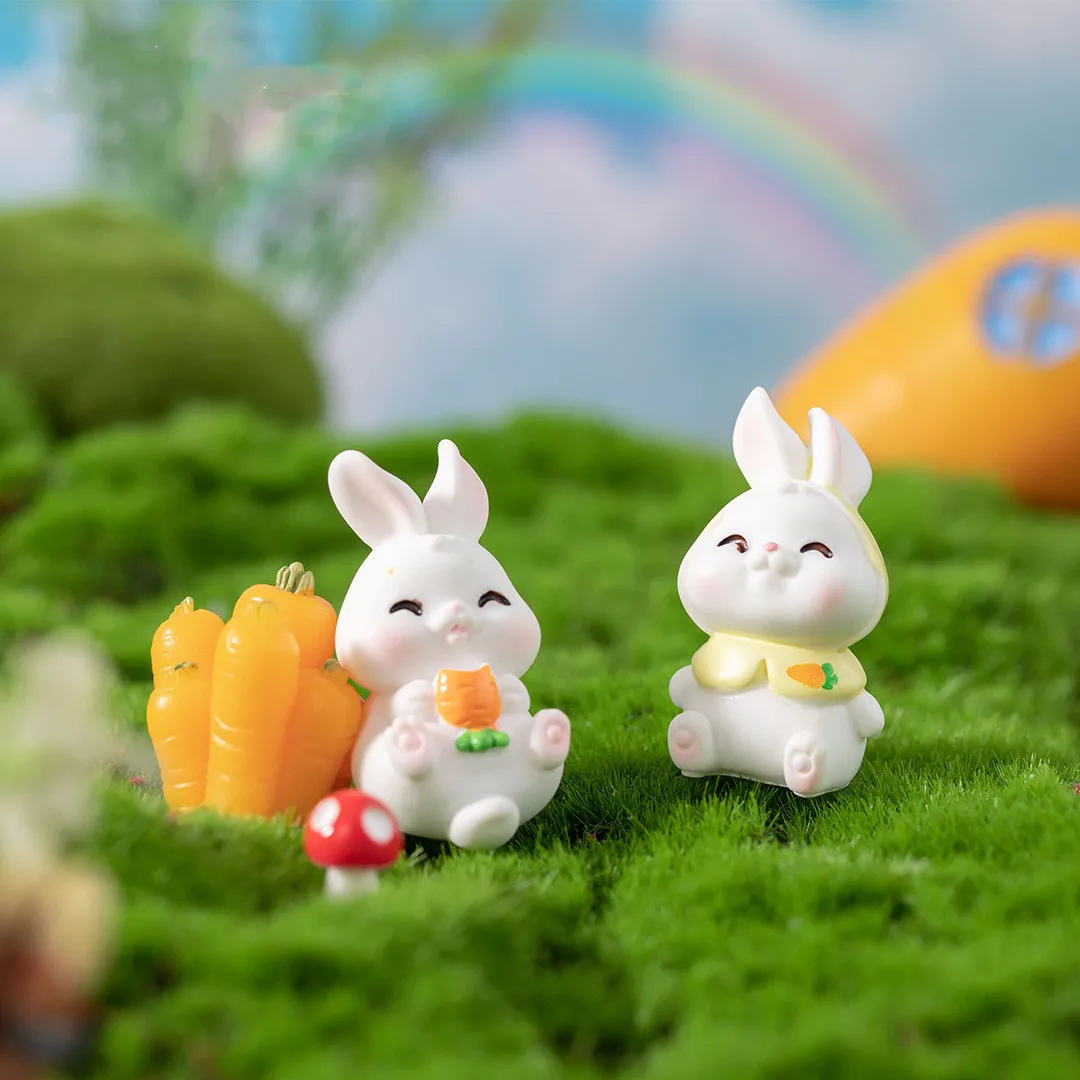 Mini Figurines De Lapin En Résine, 5/10 Pièces, Micro Ornement De