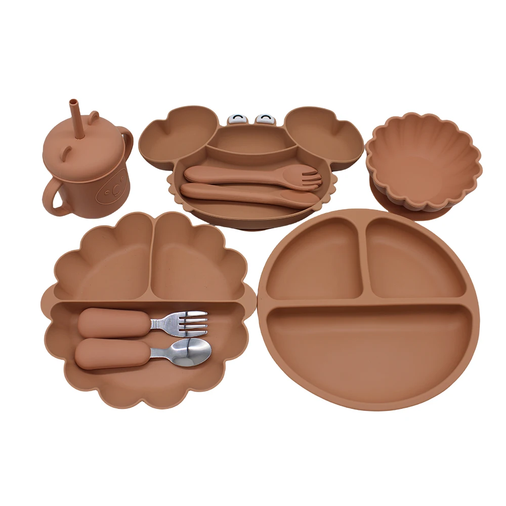 Pumpkin Dinner PlateLearning CupLarge Compartment PlateBaby Suction Cup Autonomous EatingTraining BowlChildren's Supplementary T 6