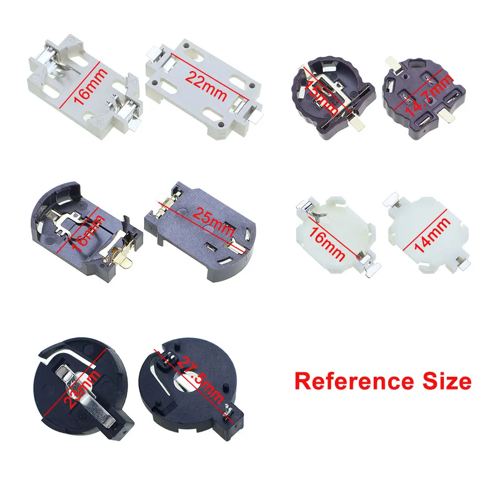 JCD 10pcs SMD SMT CR2450 CR2032 CR2025 CR1220 3V Battery Button BS-2032/1220/1616 Cell Coin Battery Holder Socket Case Box image 4