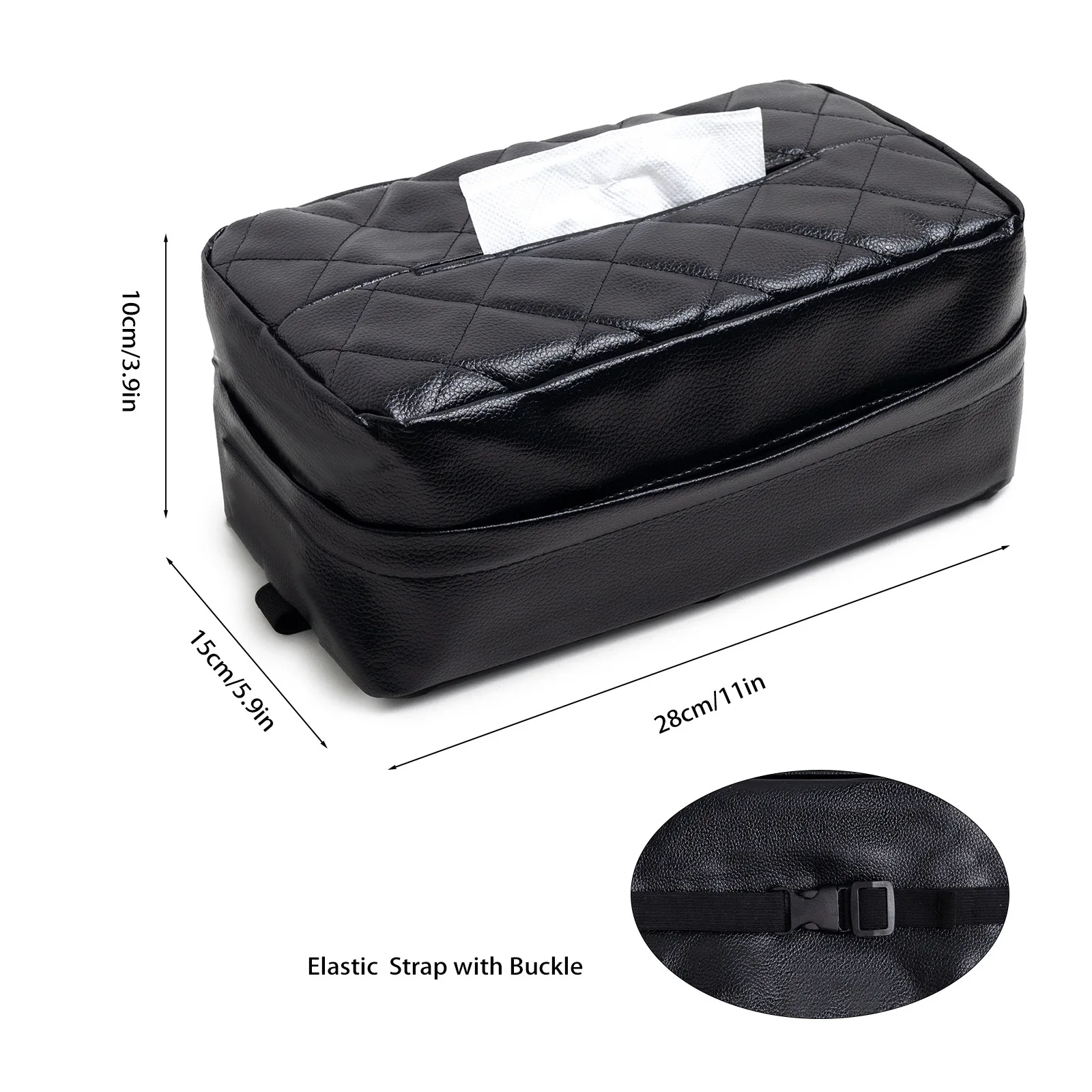 SEMALAYA New car leather tissue bag General sunvisor armrest chair back hanging leather car tissue box
