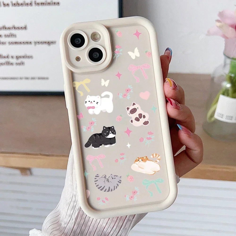 Cartoon Cat Soft TPU Wrist Chain Lanyard Phone Case
