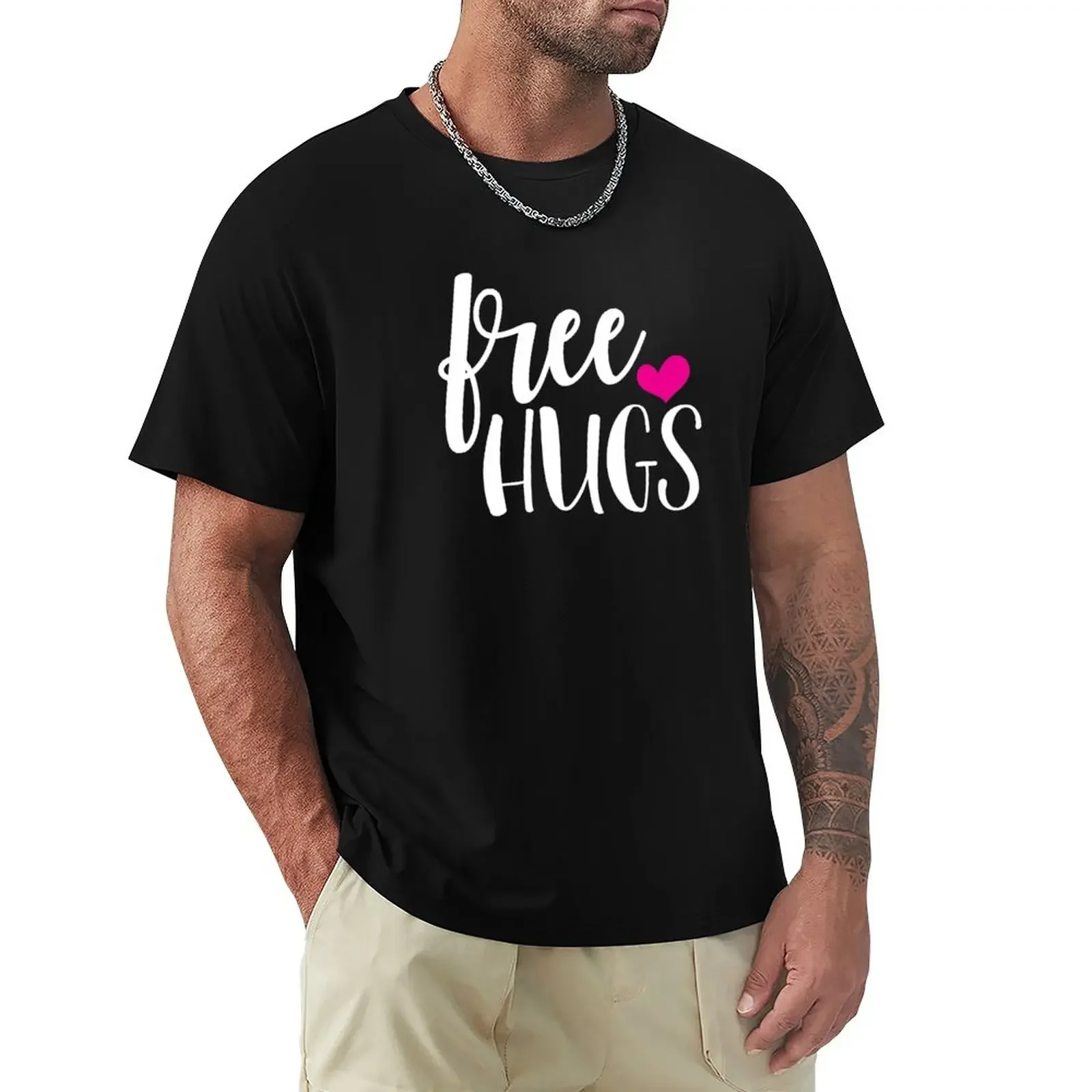 

Free Hugs T-Shirt boys animal print shirt kawaii clothes Short t-shirt slim fit t shirts for men