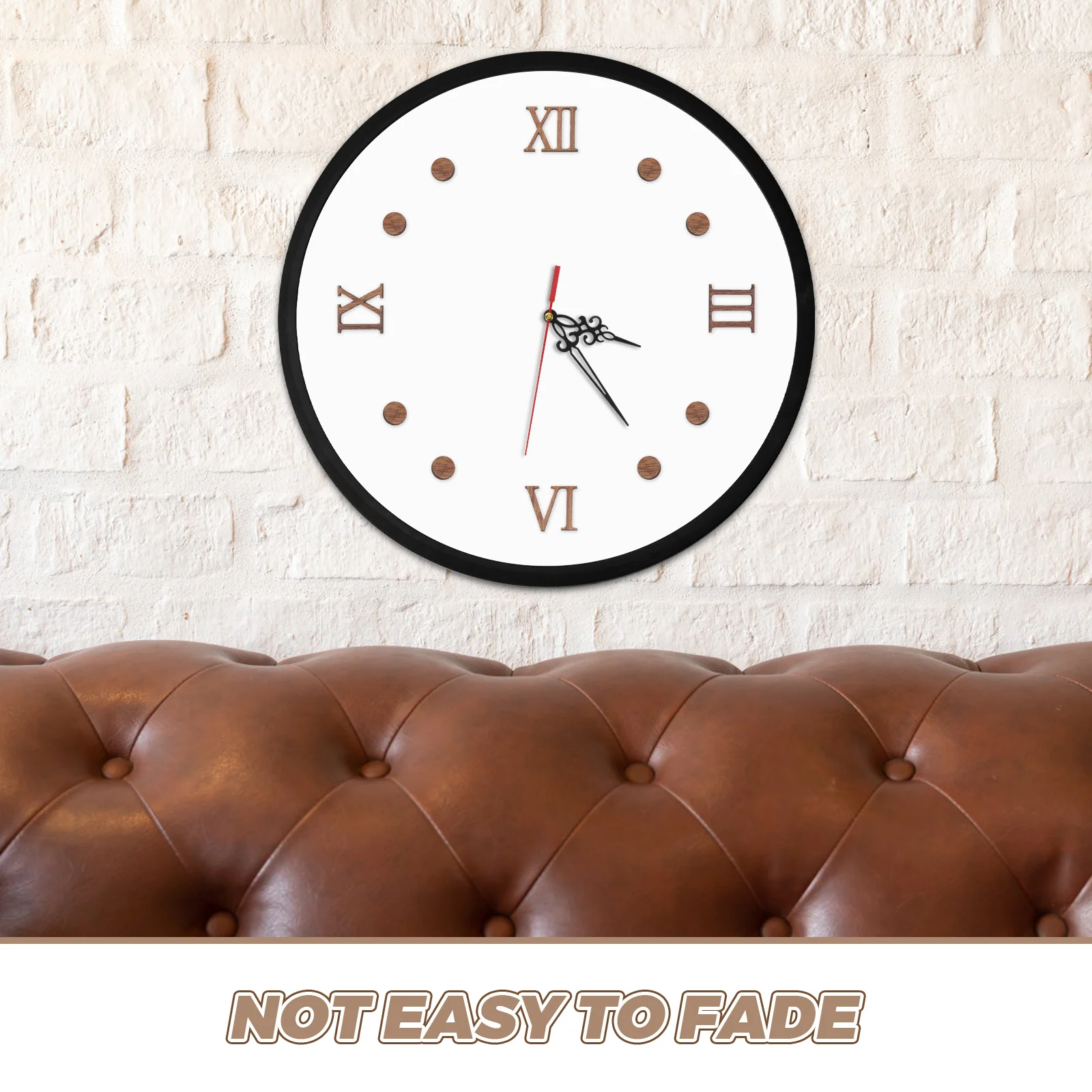Wall Clock Modern Mirror Big Numbers Frameless Decorative Stickers Wood Kit Roman Numeral