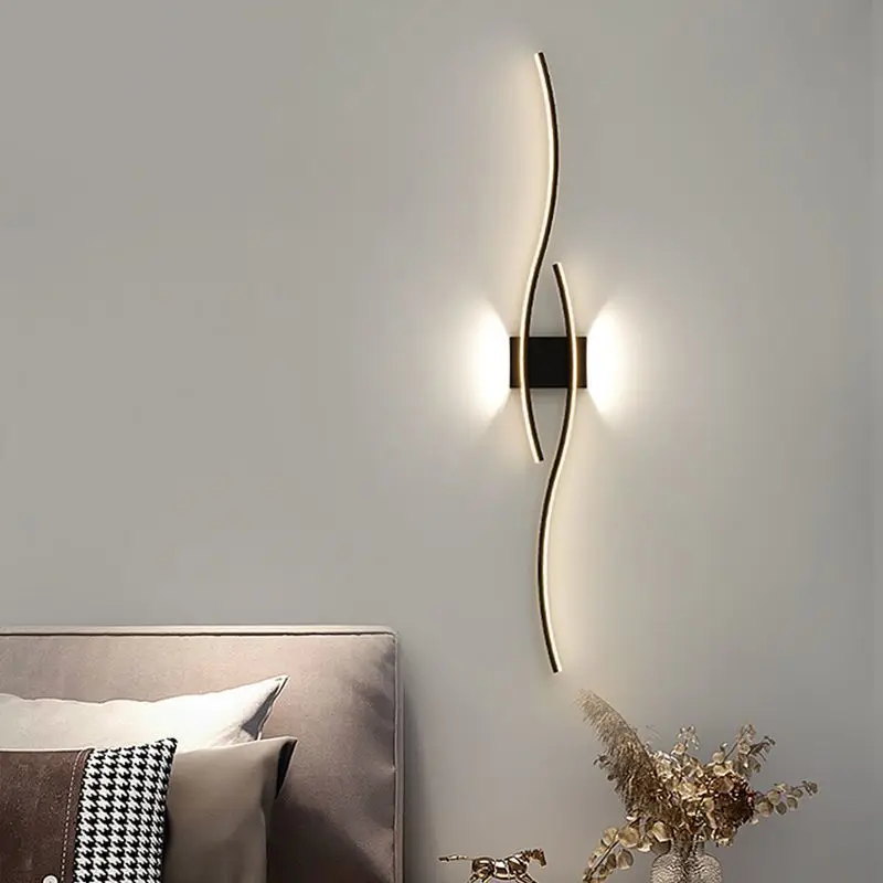 LED hyperbolic wall lamp, modern living room, dining room, bedroom, bedside, aisle, background wall lamp, home lighting fixture