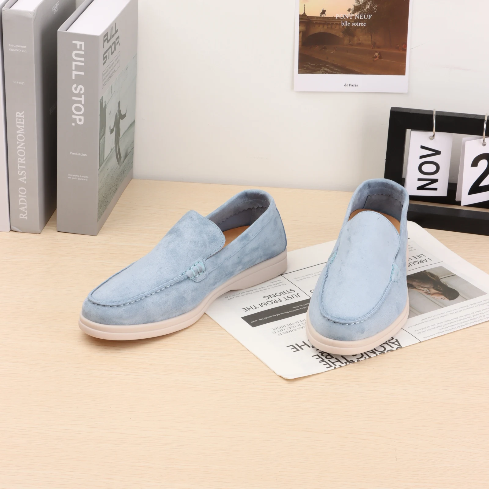 

2023 Winter New Women's LP Flats Italian Designer Men's Mule Walking Shoes Luxury Brand Fashion Casual Suede Loafers