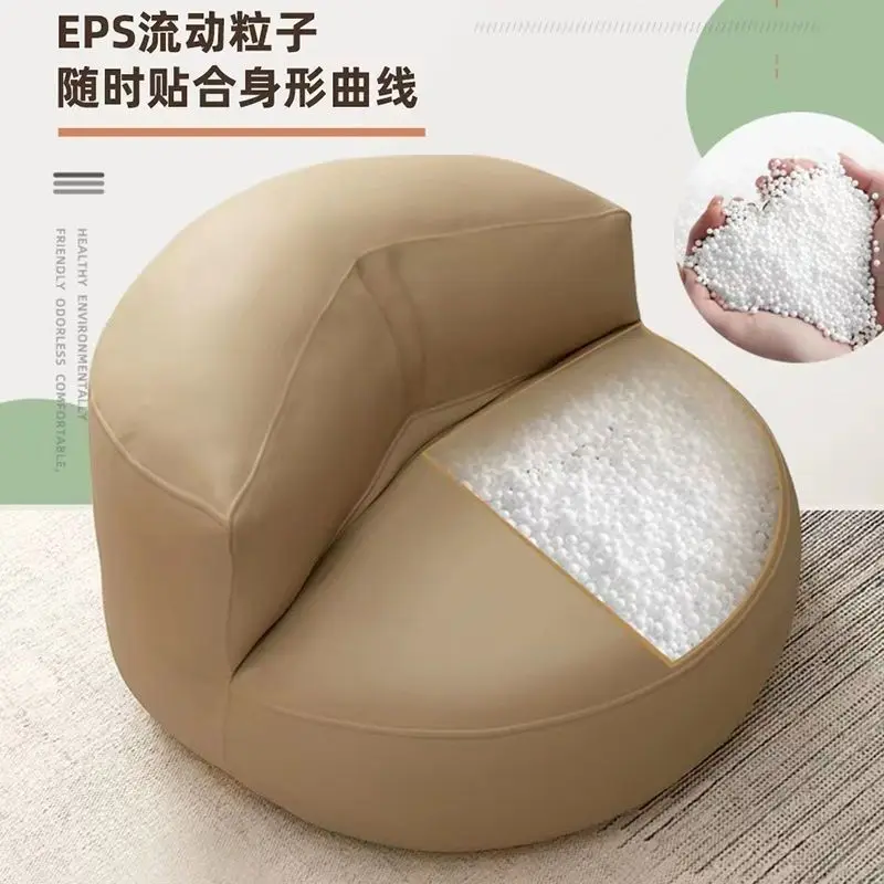 PU Leather Bean Bag Chair with Filling Round Lazy Floor Single Sofa Tatami for Bedroom Living Room Home Furniture Sofa Chair