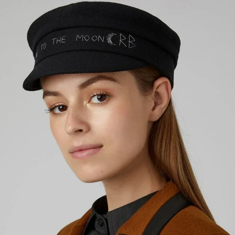 Luxury Brand Collection Winter Chic PU Hats for Women Newsboy Caps