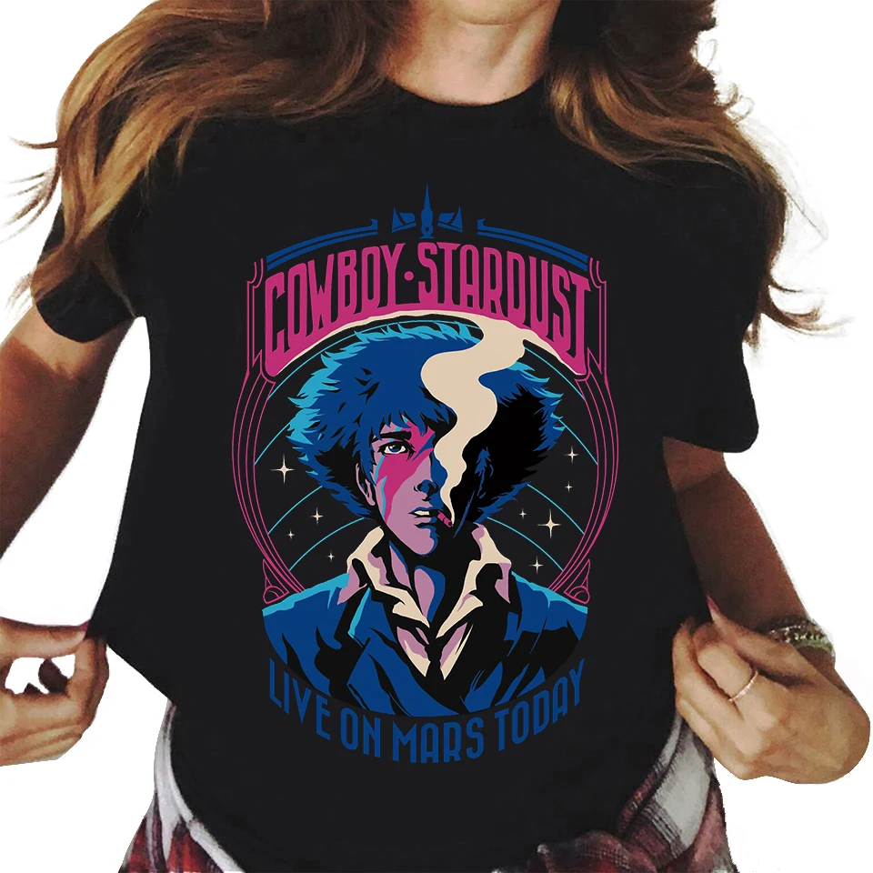 

Футболки Cowboy Bebop с японским Аниме Манга Харадзюку, футболка с круглым вырезом, модная уличная одежда, повседневные топы, футболки
