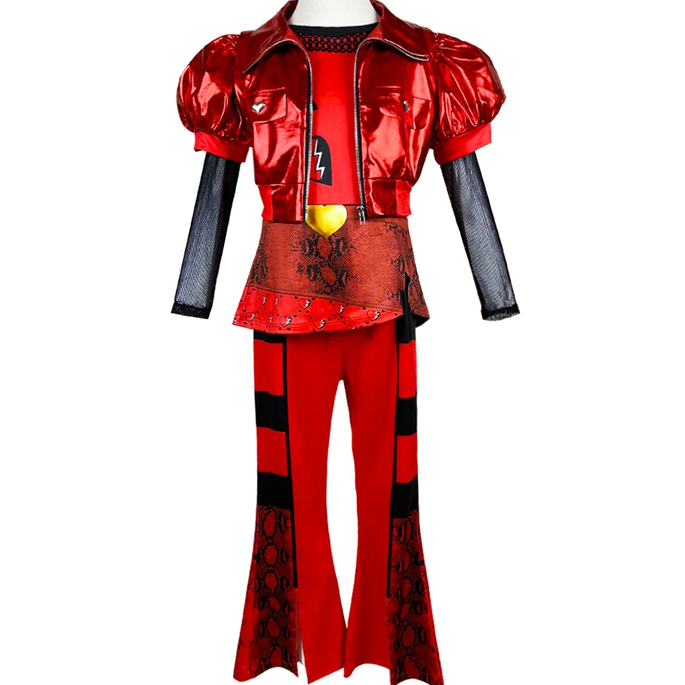 Girl Halloween role-playing clothing 4-12 year old children girl makeup dance red movie same dress set wig 2025