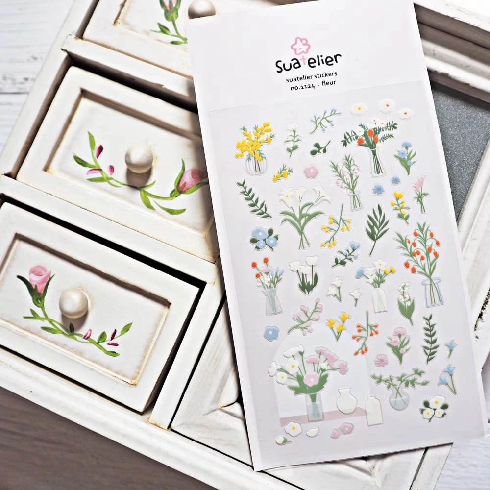 Koreanische Importmarke Suatelier Bouquet PVC-Aufkleber Scrapbooking DIY Journaling Tagebuch Schreibwaren Aufkleber Ästhetisch Niedliches Geschenk