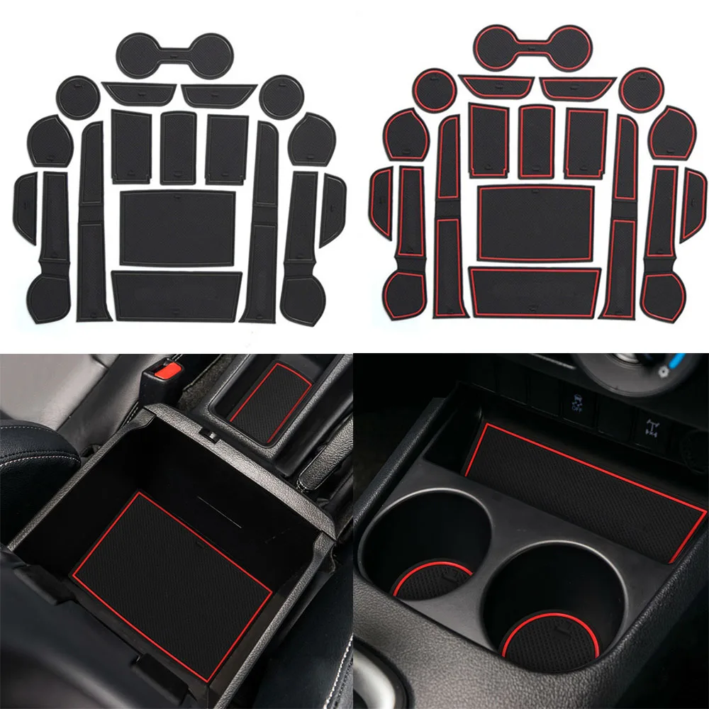 

Anti-slip Car Door Rubber Cup Cushion Red Gate Slot Pad for Toyota Hilux 2015 2016 2017 2018 2019-2021 Interior Mat Accessories