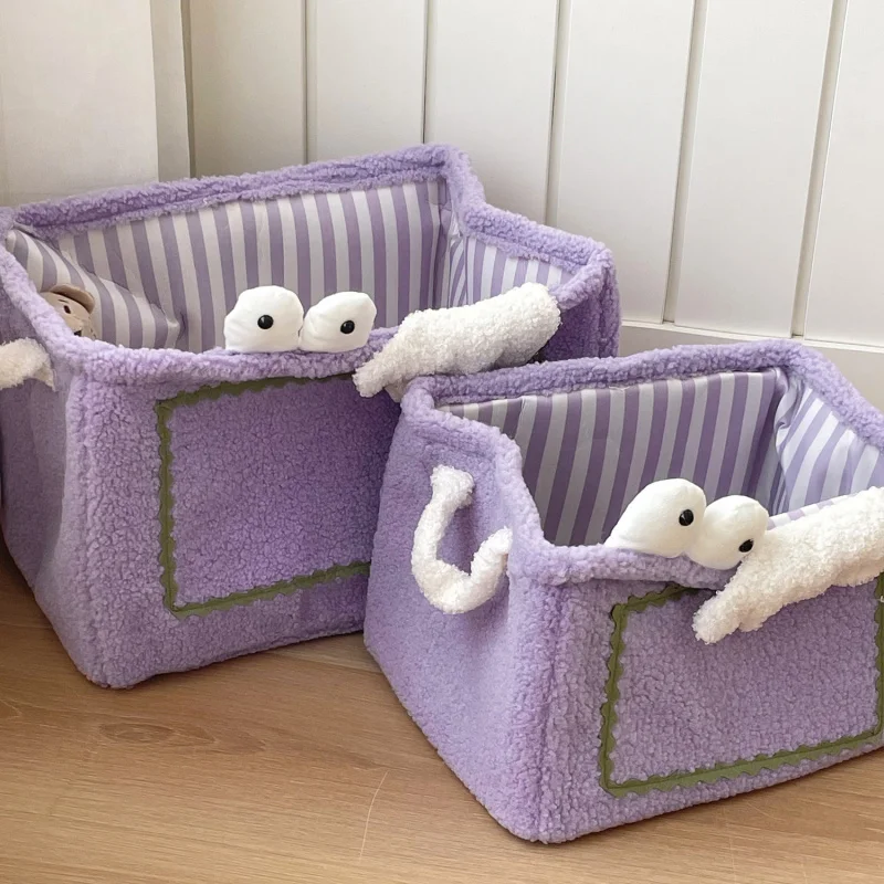 Little Monster Plush Storage Basket High Appearance Home Laundry Basket Large Capacity Toy Snack Organizer Clutter Basket