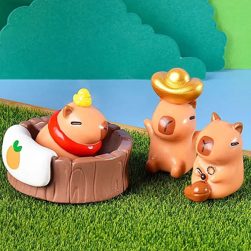 Yeni sevimli Capybara Capibala DIY küçük yunus reçine heykeli 3D sanat noel mikr