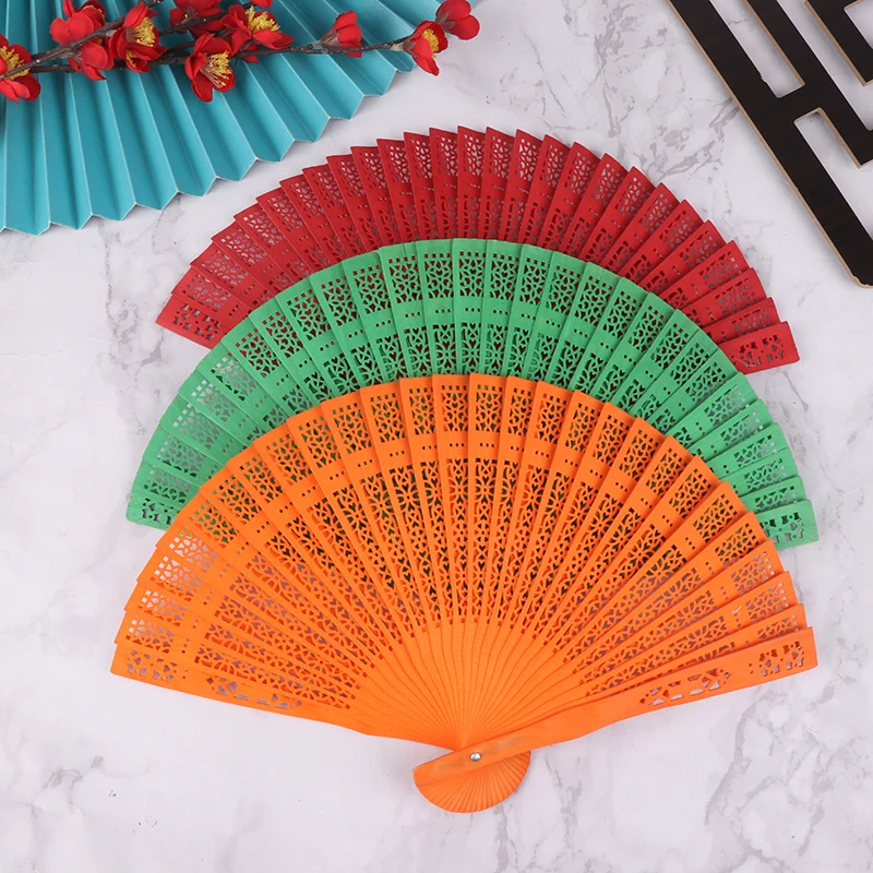 Fashion Wedding Hand Carved Folding Fan Chinese Wooden Fan Vintage Hollow Antiquity Folding Gifts 1pc folding fan hand fan wooden hand fan
