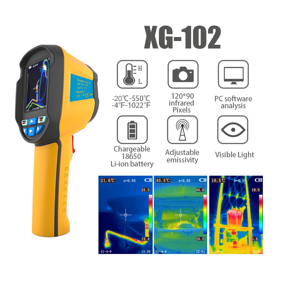 XG-102 ручная ИК тепловизионная камера с цифровым дисплеем 10800P 120x90 с высоким инфракрасным разрешением