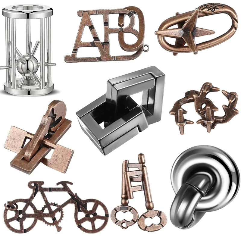 9 pièces ensemble 3D métal déverrouiller Intelligence haute difficulté niveau Iq Brainteaser jeux pour adultes enfants Juegos De Ingenio Y Habilidad