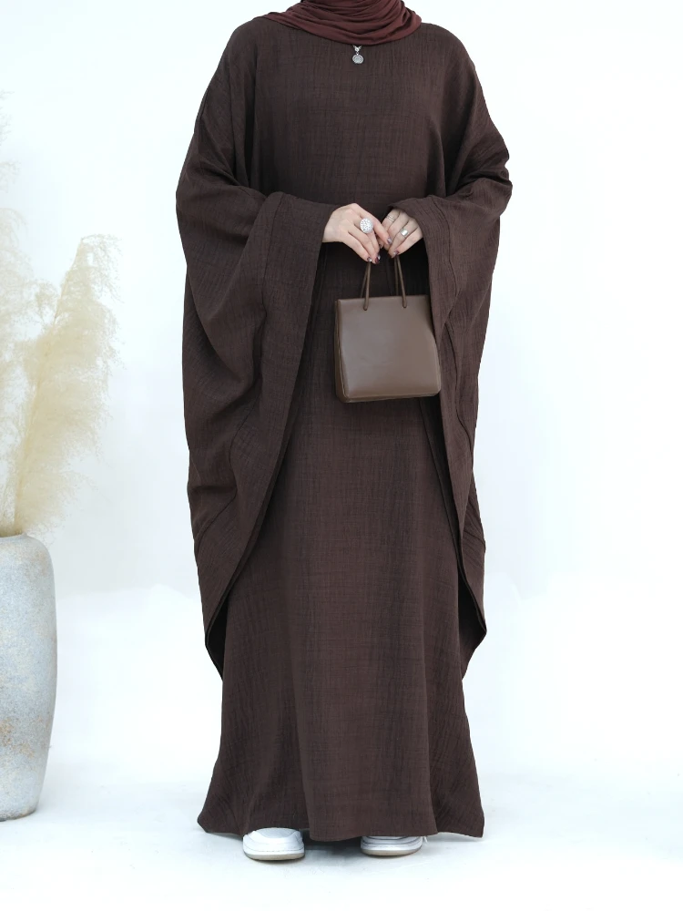 

Eid Muslim Party Dress for Women Bat Sleeve Vestidols Abaya Morocco Ramadan Lace-up Kaftan Islam Dubai Arab Long Robe Spring