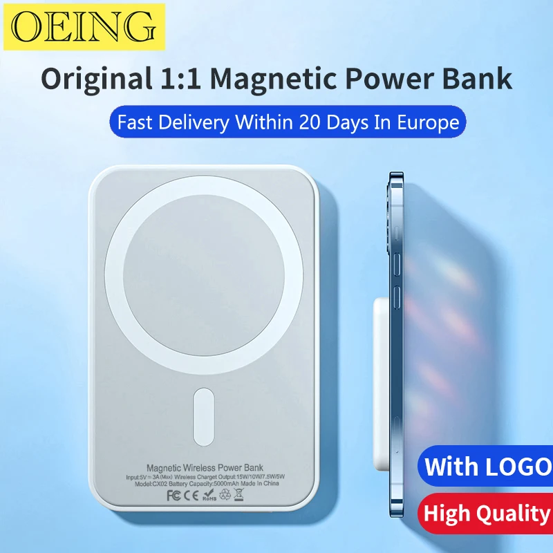 5000mAh Original 1:1 Macsafe Power Bank Magnetic Wireless Powerbank For iPhone 12 13 14 Pro Max External Auxiliary Battery Pack