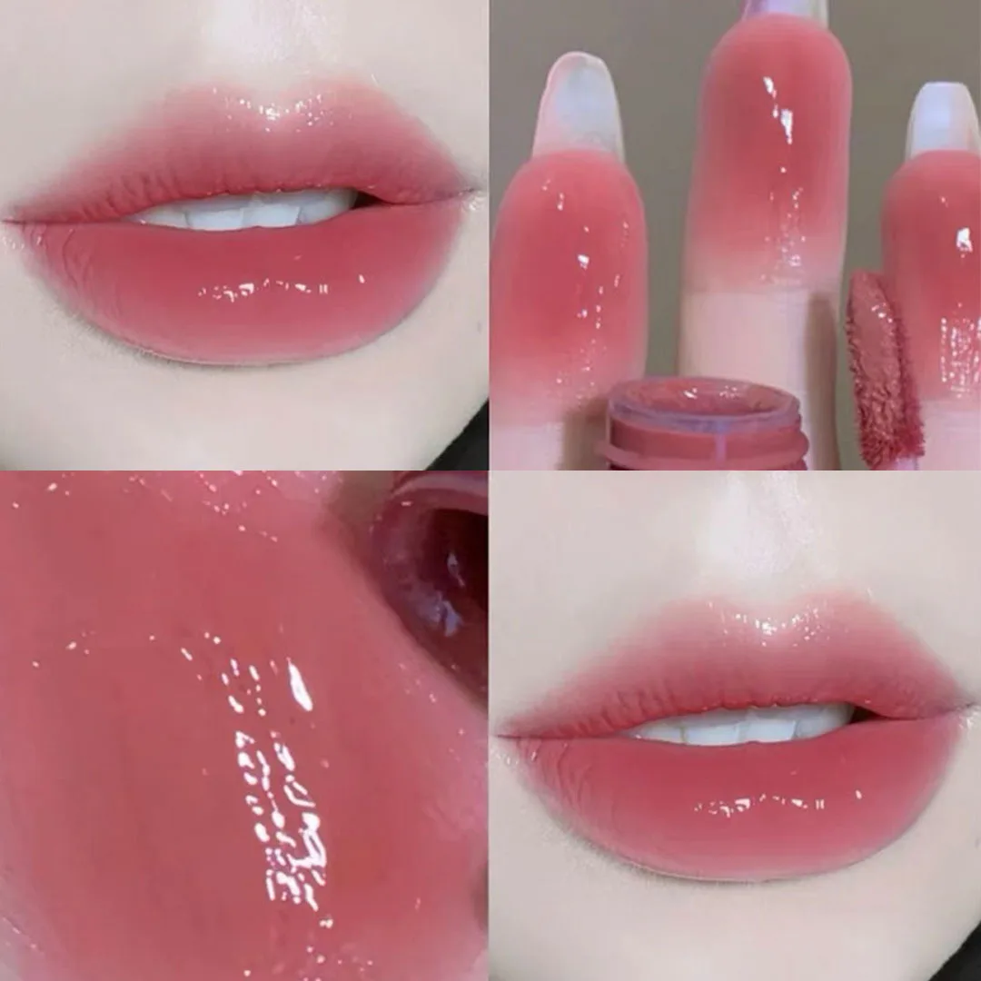 Cool Pink Clear Mirror Water Lip Gloss Lip Glaze Trasparente Waterproof Glossy Liquid Lipstick Red Lip Tint Makeup Coreano
