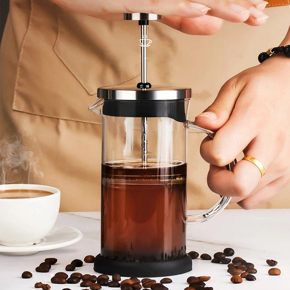 Coffee Press Pot Portable Household Hand Punch-Pot Brewing Fine Filter  Device Thick Glass Coffee Cup Tea Maker Set Milk Kettle - AliExpress