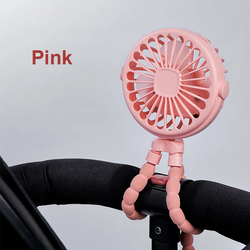 Compact 360° Rotating Clip-On Fan with Flexible Tripod and LED Light - USB Rechargeable