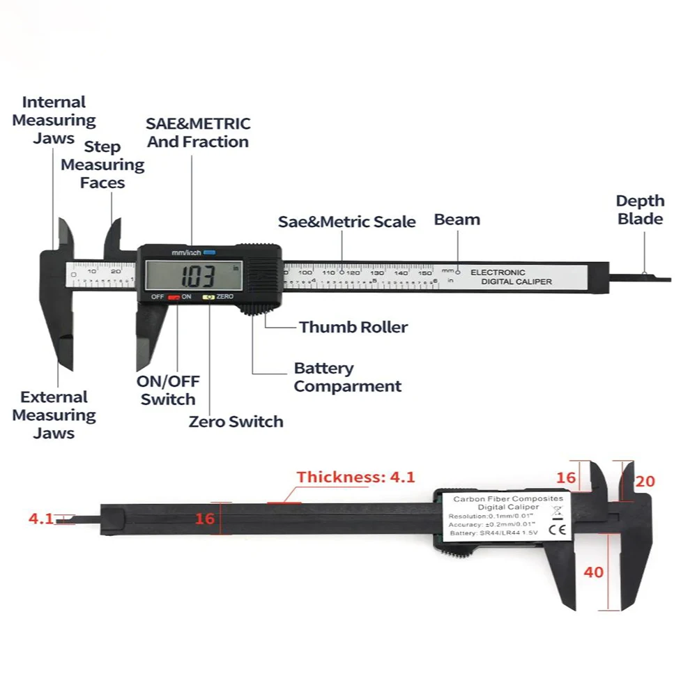 Vernier Caliper 0-150mm Digital Display Electronic High Precision Jewelry Play J