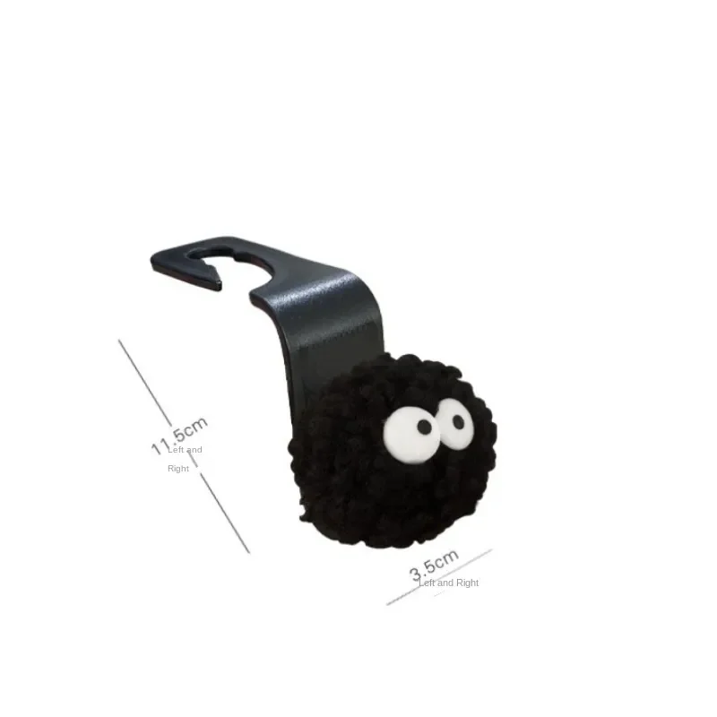 Cute Little Coal Ball Car Seat Back Hook Storage Car Headrest Organizer Food Bag Handbag Decoration Clothes Hanger